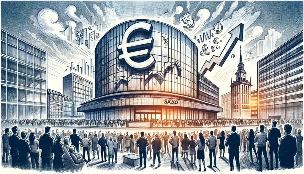 illustration for your article, capturing the essence of Saxo Bank's dramatic fee reduction announcement and the public's enthusiastic response.