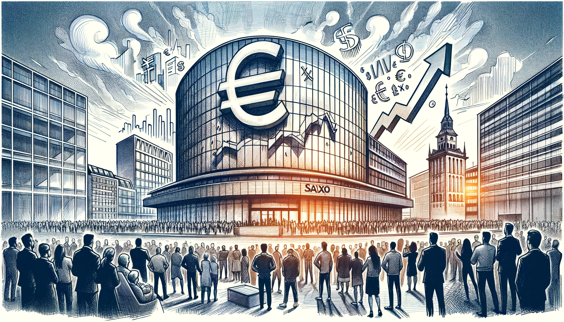illustration for your article, capturing the essence of Saxo Bank's dramatic fee reduction announcement and the public's enthusiastic response.