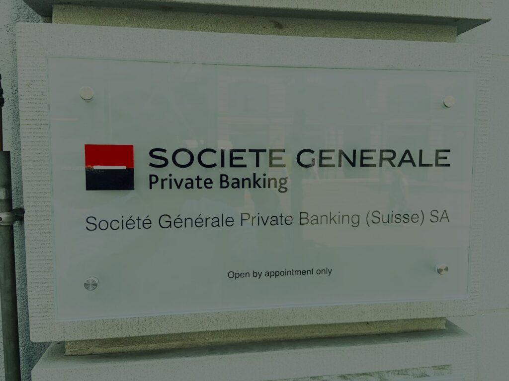 Societe Generale entrance. Now it will be part of UBP